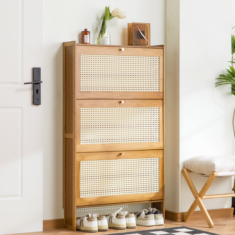 Room Divider Bamboo - Lemari sepatu kayu rumah tangga, lemari