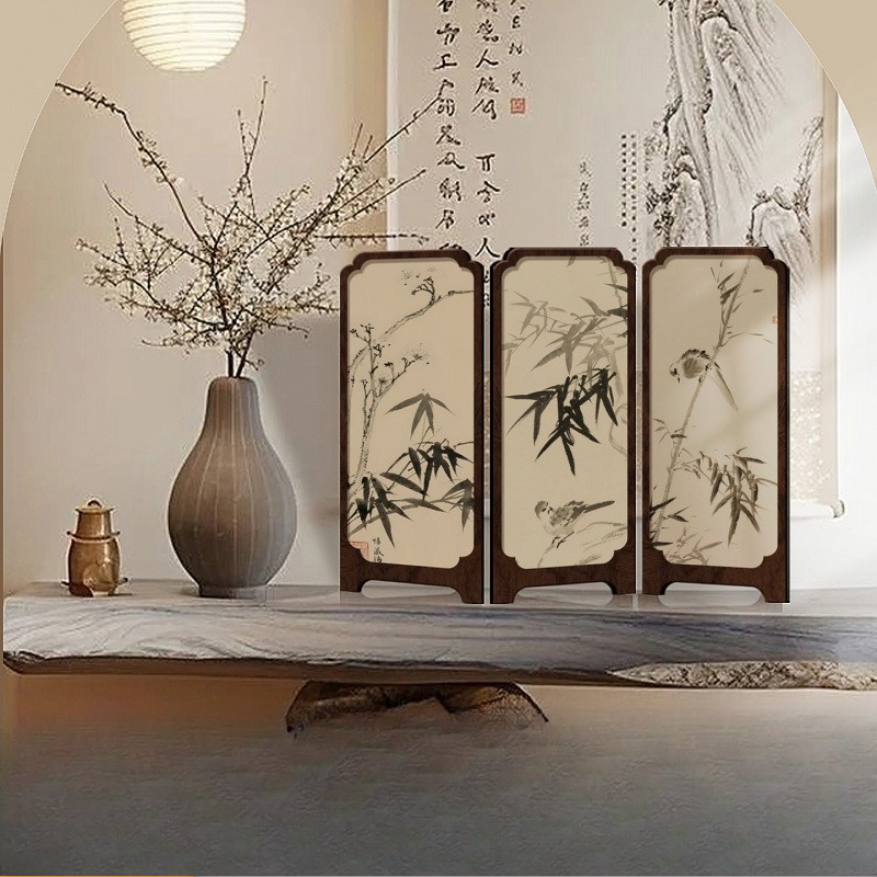 Room Divider Bamboo - Layar Lipat Mini Bambu Tinta Cina