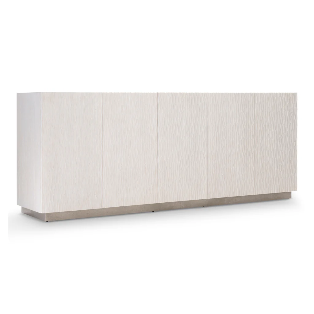 Credenza Office Storage - Meja TV Modern Putih Bertekstur Bergelombang,