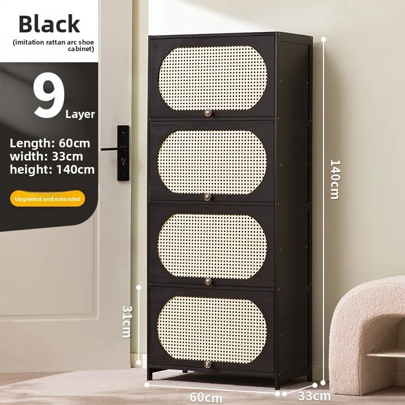Room Divider Bamboo - Lemari sepatu bambu hitam modern multi-layer,
