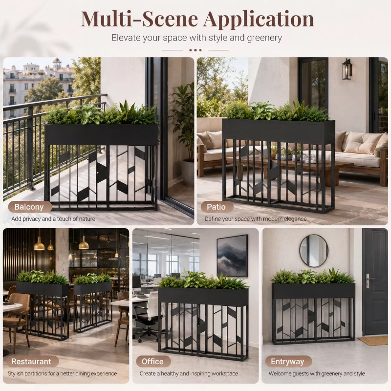 Kotak Tanaman Logam Hitam Doff - Room Divider Bamboo ulasan dan harga