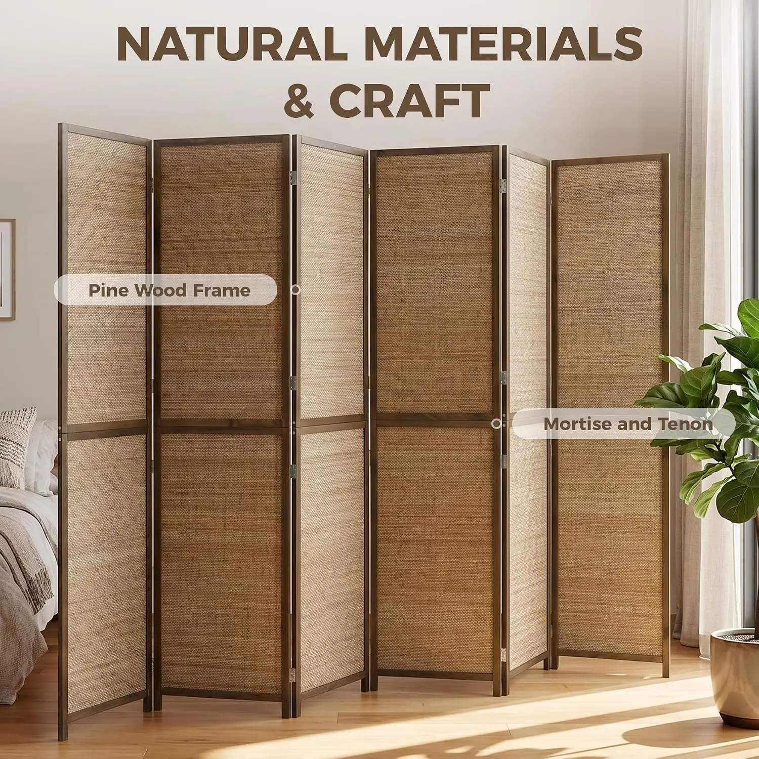 Pembatas Ruangan 6 Kaki, 6 Pan - Room Divider Bamboo ulasan dan harga